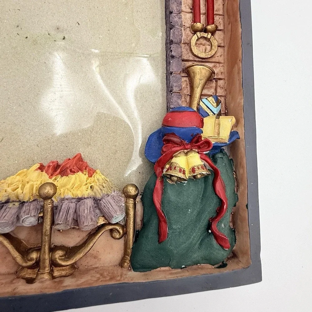 Christmas 3D Heavy Photo Picture Frame Resin Hold 4x6 Fireplace Santa Toy Decor